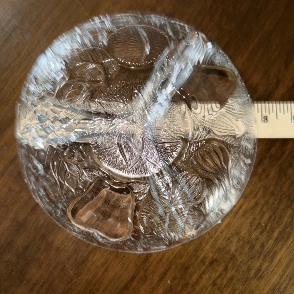 Vintage KIG Indonesia 3 Part DIVIDED RELISH DISH Fruit Clear Glass Round Platter
